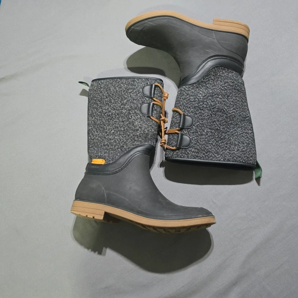 Kamik Abigail Winter Rain Boots Women 9 Black Gray Waterproof Flannel Lined